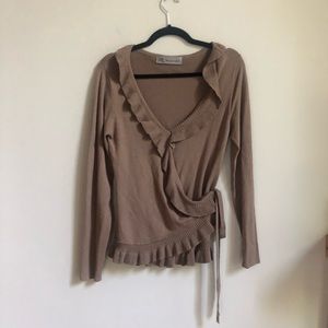 Melanie Lyne Wrap Ruffle Bamboo Sweater